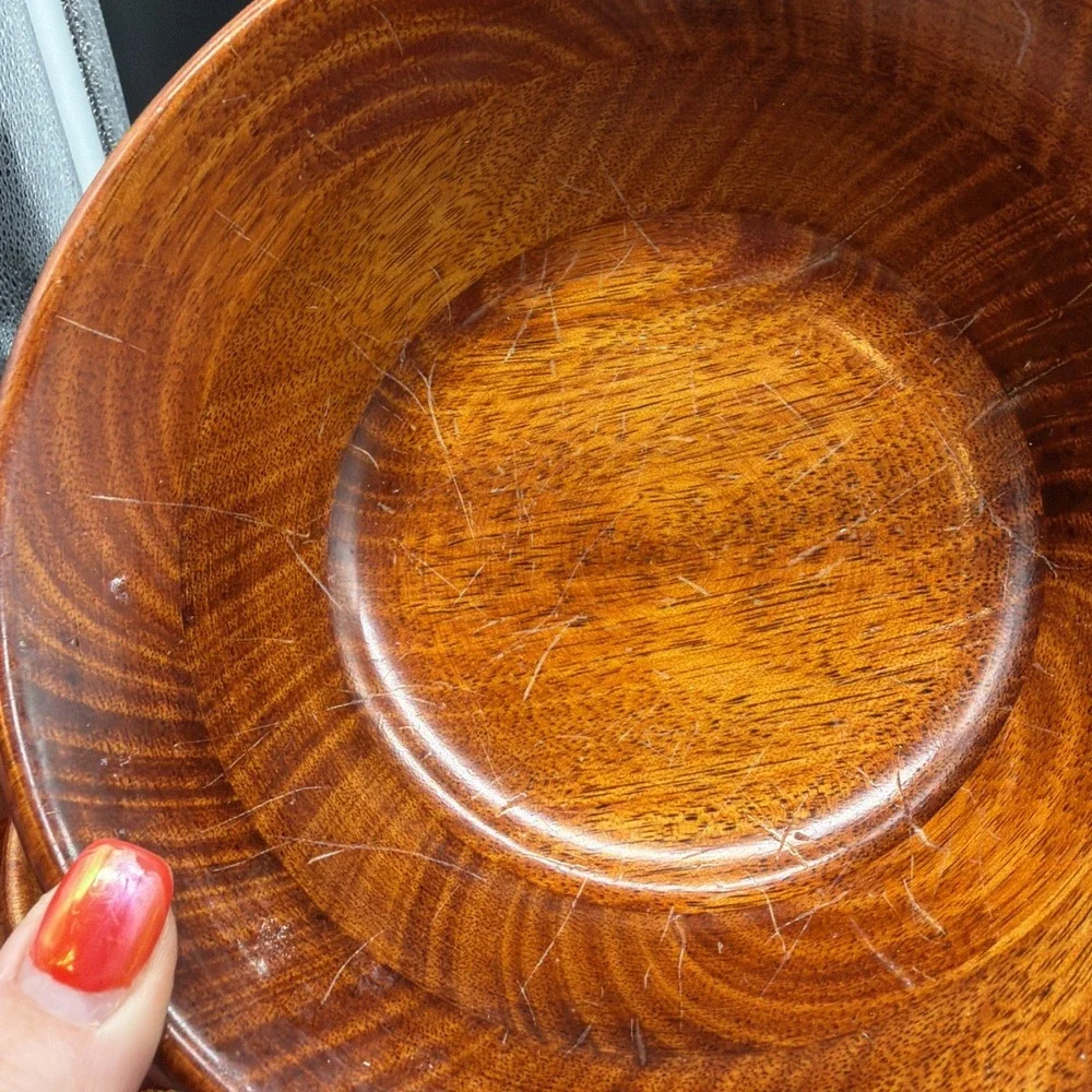 VTG Judie Pomerantz Wooden Salad Bowl Set 5 PCS  Large Bowl, 4 Salad